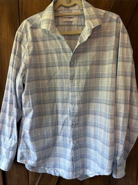 Calvin Klein Light Blue Plaid Men's Button-Up Shirt